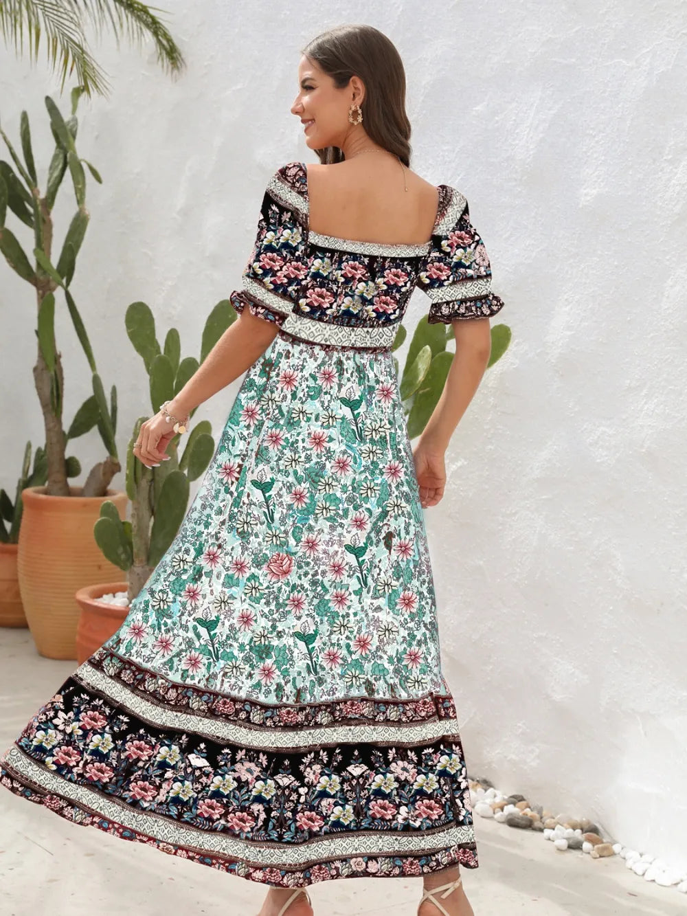 Floral Flounce Sleeve Midi Dress e7c80cde-e90f-44b1-9afe-15d656fdd2c7-Max