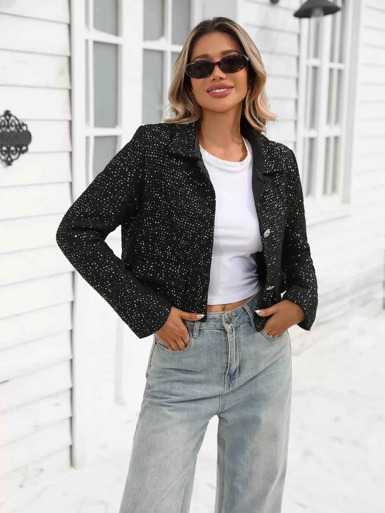 Tweed Button Up Cropped Jacket Black e7e47d9662e04183925d9e4383d3abf9-Max-Origin
