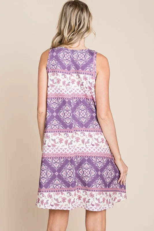 BOMBOM Bohemian Print Sleeveless Dress e7e579c3bc504a0f8705c77b9541feff-Max-Origin