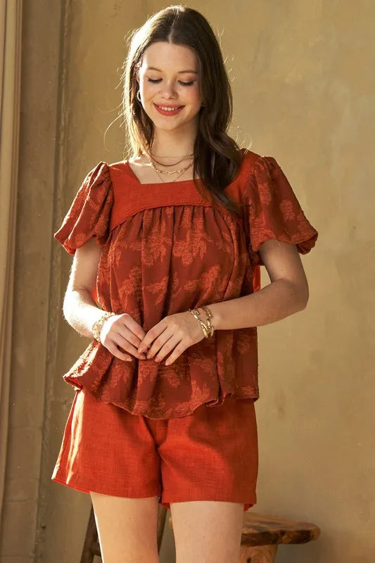 Nature Printed Square Neck Puff Sleeve Blouse e7f4e6e8931b41a2a91283a8099c6ae4-Max-Origin