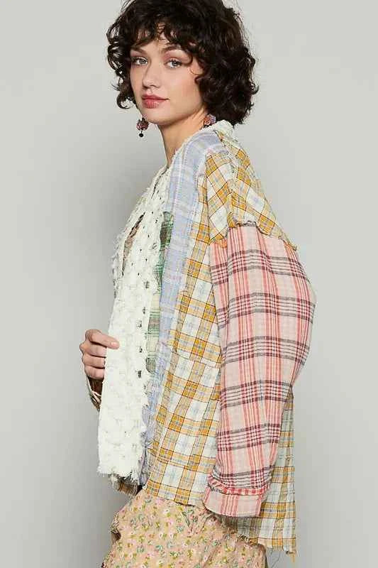 POL Raw Edge Plaid Open Front Cardigan e7f97c90-ee02-44bc-b362-89f44f37cad0-Max