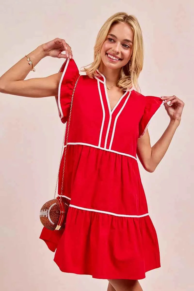 BiBi Gameday Theme Contrast Binding Ruffled Dress e7ff28c1f8d34021b43a921f5935f4e5-Max-Origin