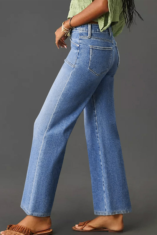 Dusk Blue Loose Straight Leg Cropped High Waist Jeans e80427412e1f4324
