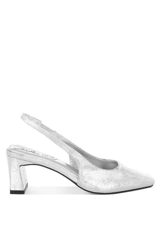 Amberin Crinkled Metallic Slingback Heels e80c8534-b408-43f3-8c9c-54c0a8b079f2