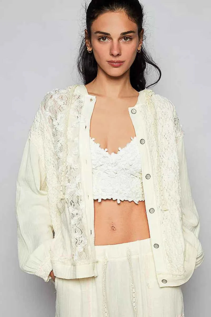 POL Exposed Seam Button Down Hooded Jacket with Lace Detail e8173c6c-3c69-49d8-8d86-48012cd5ecfe-Max-Origin