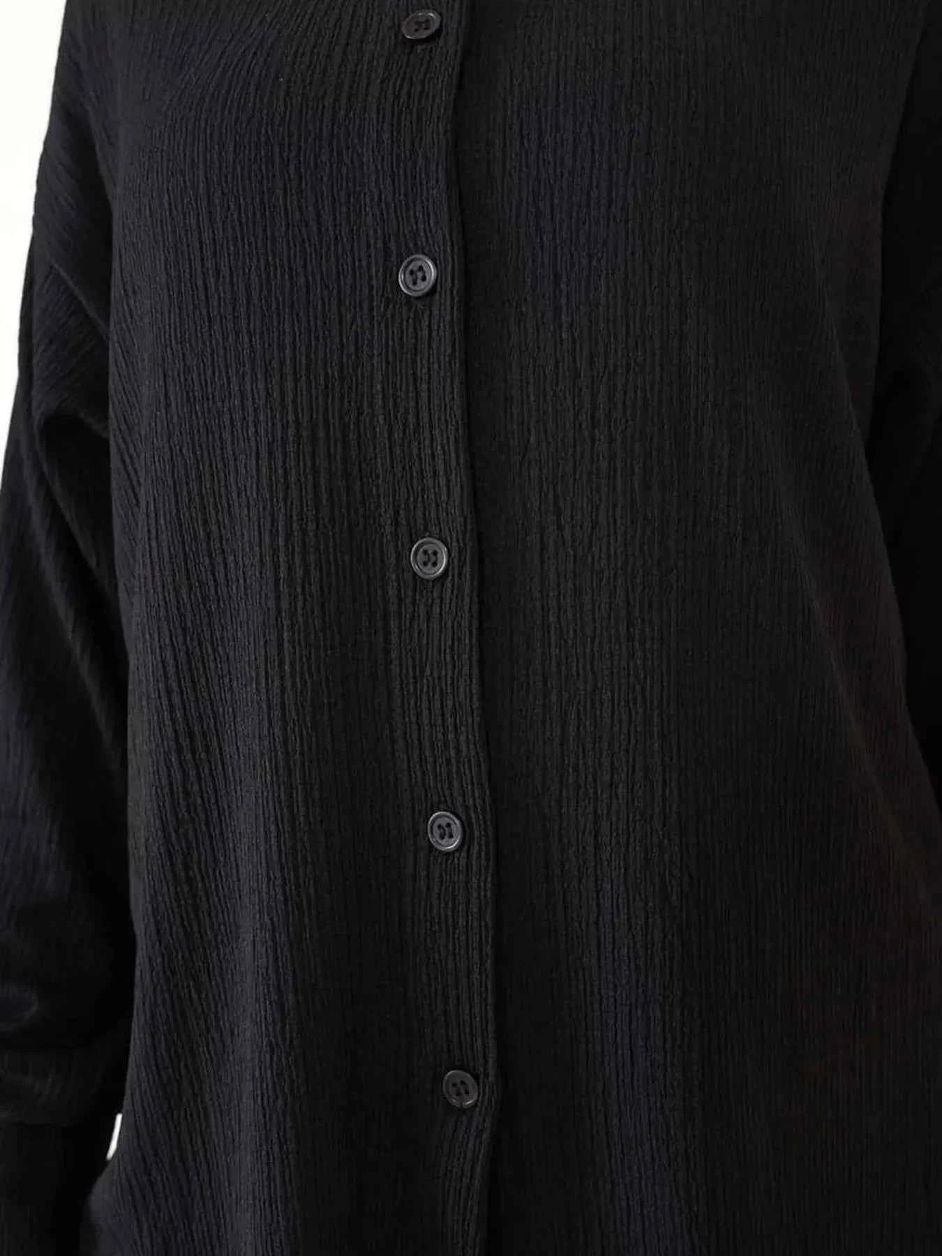 Button Up Long Sleeve Shirt and Pants Set e81a25759a9c49f69abf417c89b4d676-Max-Origin
