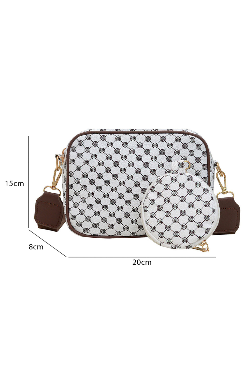 Coffee Geometric Pattern Shoulder Bag With Coin Purse e8229f05a29dcf99