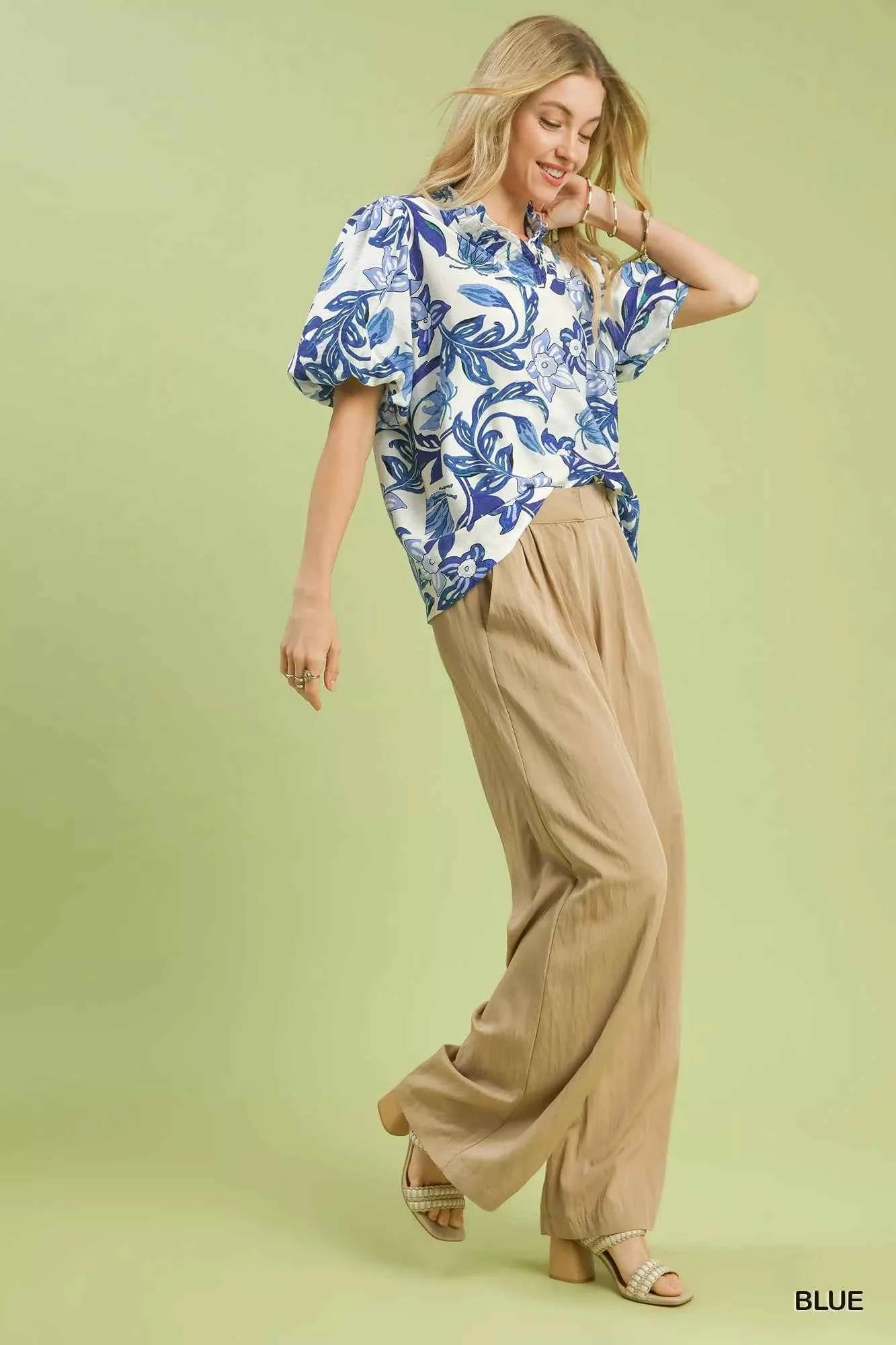 Lush Blossom Print Puff Sleeve Top with Ruffle Trim Detail e825cfc6-842f-4e7c-8718-86026674dad0-Max-Origin