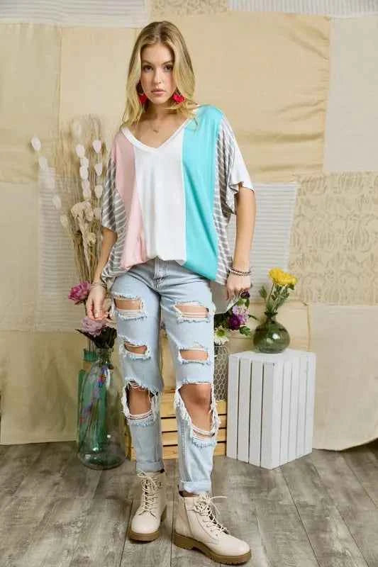 ADORA Colorblock Casual Knit Tunic Top e83e2da5e4cc40c4a8892d694faf35a6-Max-Origin