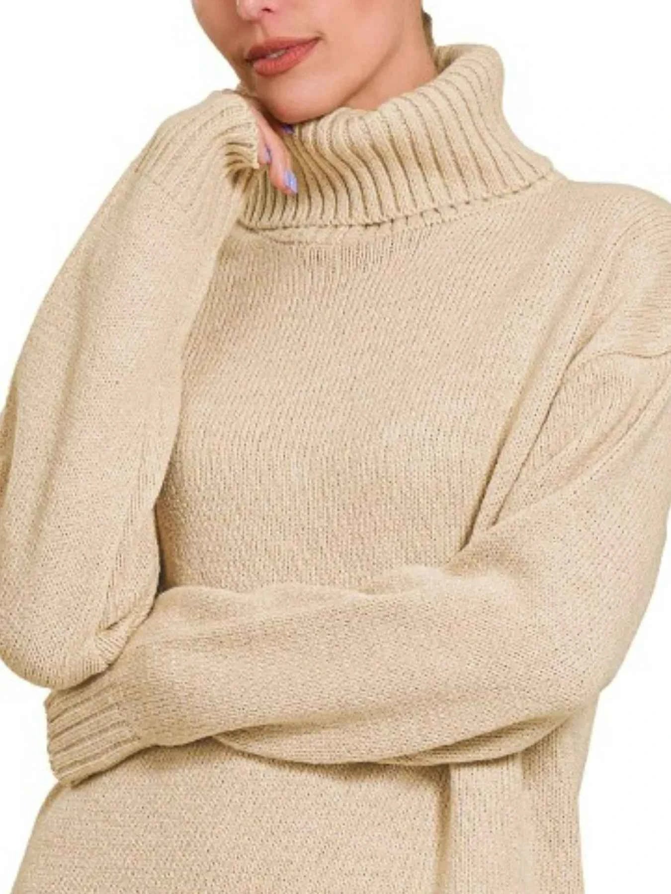 Zenana Turtle Neck Long Sleeve Midi Sweater Dress e8473f5f-1fec-4578-84f9-720aa52efbbe-Max-Origin