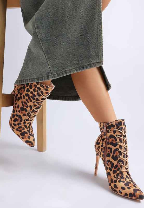 Nesta Leopard Stiletto Heel Lace Up Boots e84aded2-71fb-4ad8-a055-ff2725b850eb