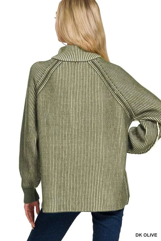 Ribbed Two Tone Half Zip Sweater e850de9b045542cd81438cb20f2f186b-Max-Origin