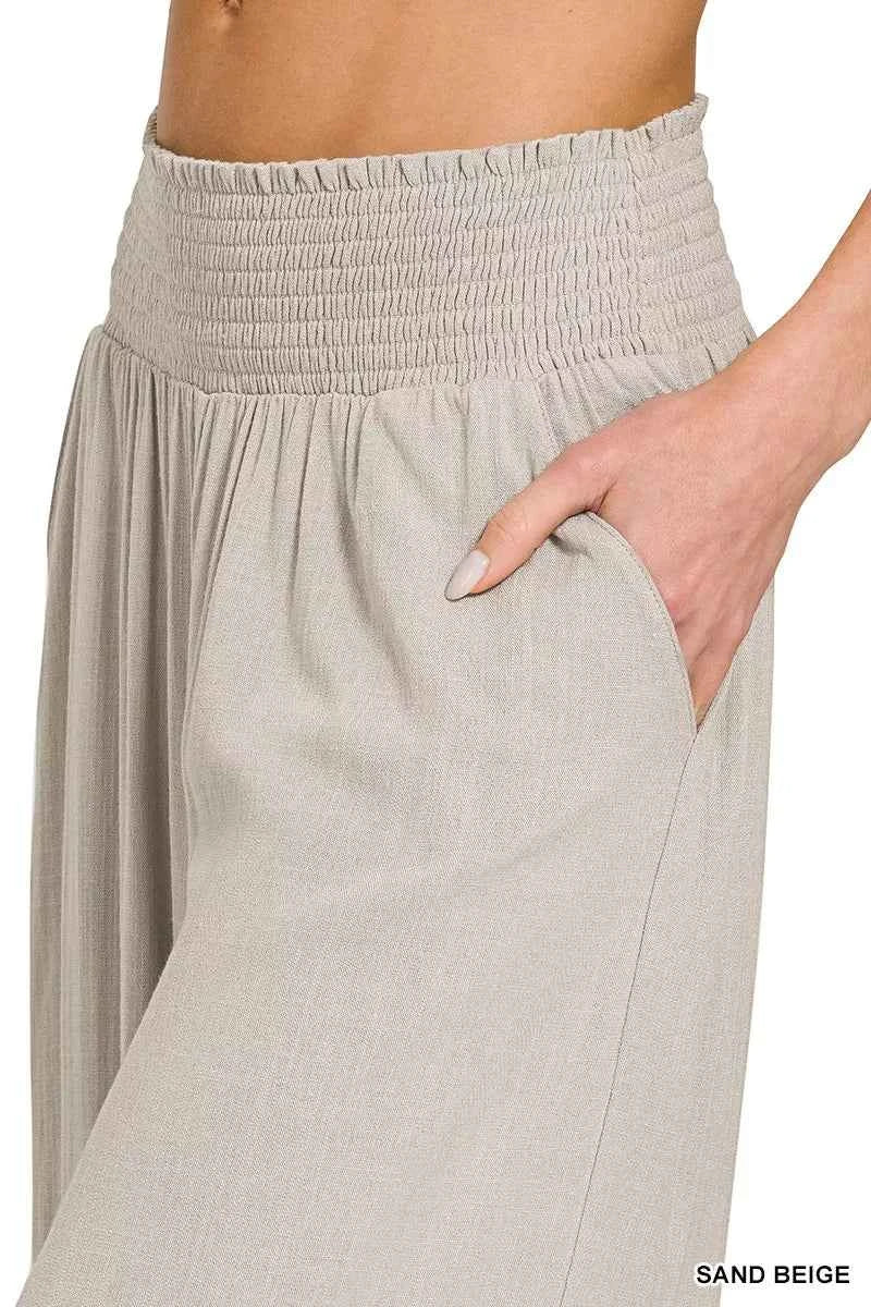 Zenana Smocked Waistband Wide Leg Lounge Pants e850f860a41c47718798da5a9d44317a-Max-Origin