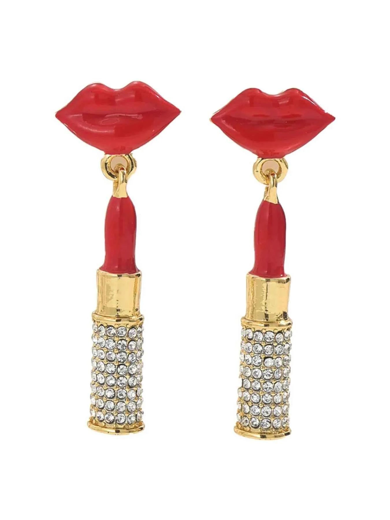 Stainless Steel Resin Lips Lipstick Rhinestone Earrings e86171f0-2d17-41a0-b8d5-01f3913bc098-Max-Origin