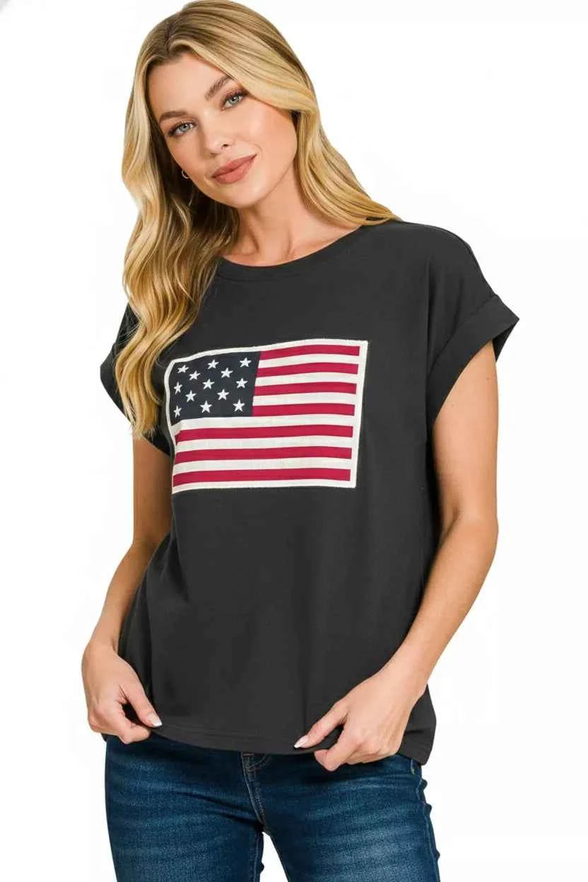 Zenana Full Size US Flag Round Neck Short Sleeve T-Shirt Plus Size e86a1538-eecd-40f0-bf1e-9d35c55185dc-Max-Origin