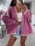 Contrast Trim Open Front Cardigan Hot Pink e86d361c-ec51-4d4e-a52d-f142f32ab109-Max-Origin