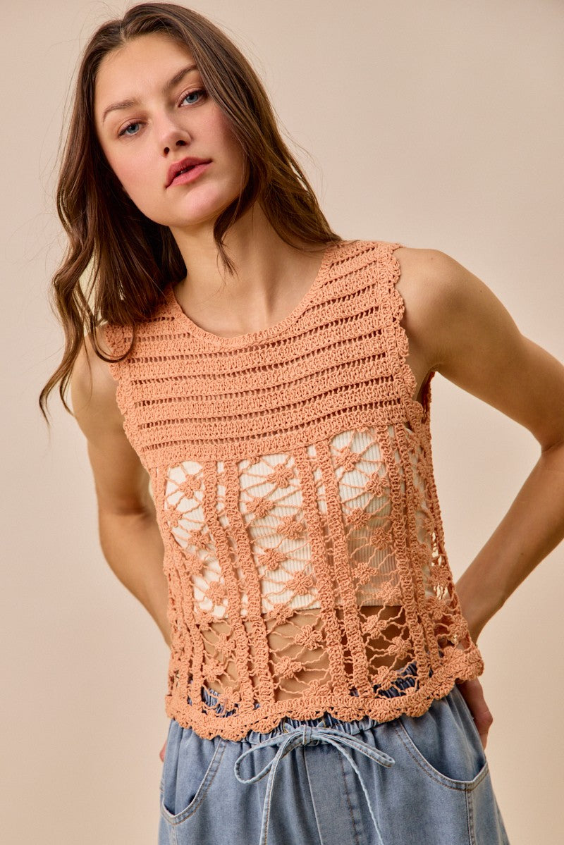 SO ME Crochet Knitted Lace Sweater Tank Top e86fb27b8d65448eb2169e3f11552e9a-Max