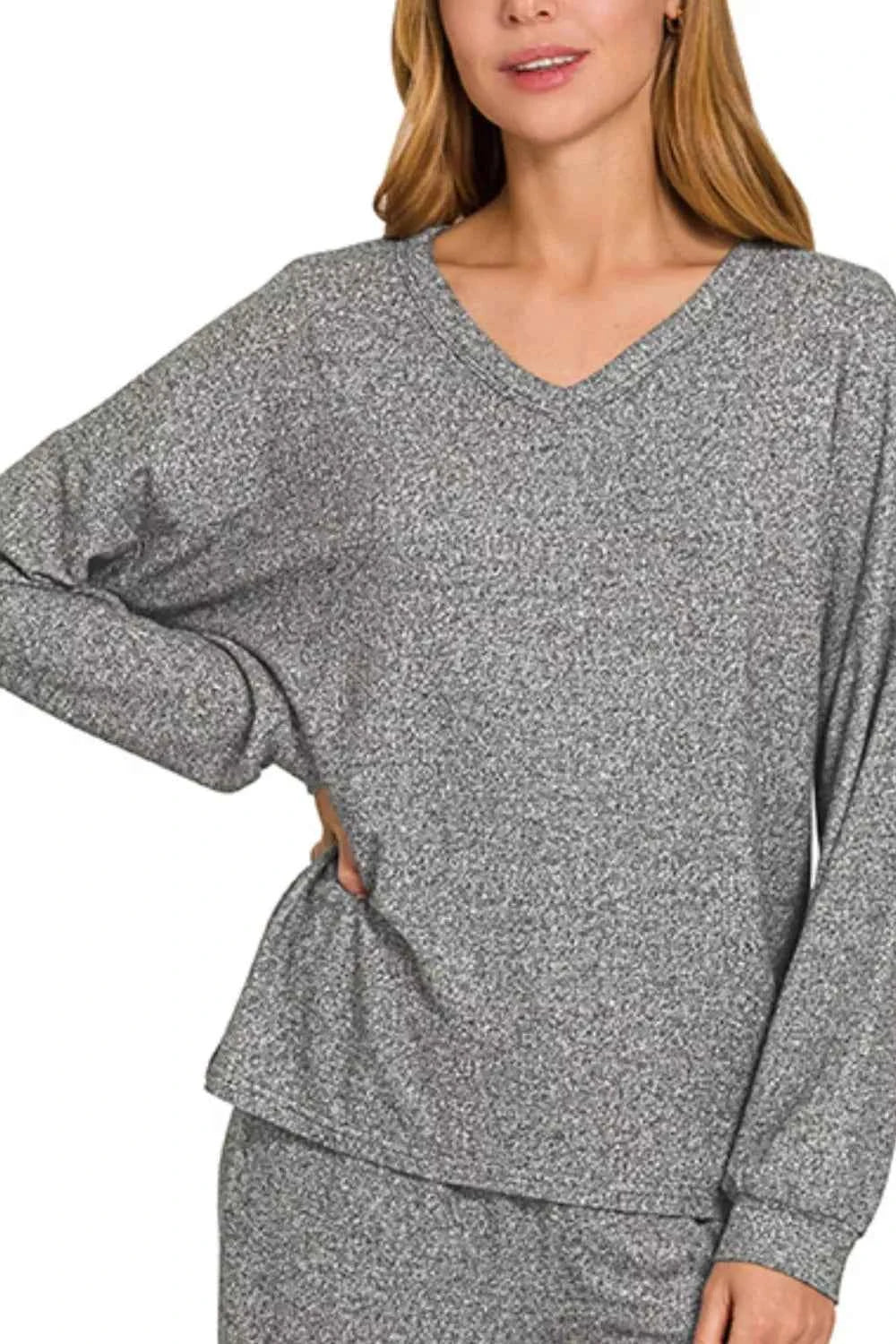 Zenana Soft Melange Long Sleeve Tee & Pants Set e86ff9a7-ac86-4812-a769-06cba575a286-Max-Origin
