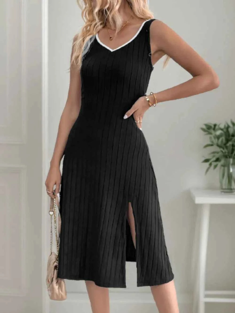 Perfee Slit Wide Strap Dress and Detachable Long Sleeves Set e8726309-9e89-4247-ae70-c3acb44f609d-Max
