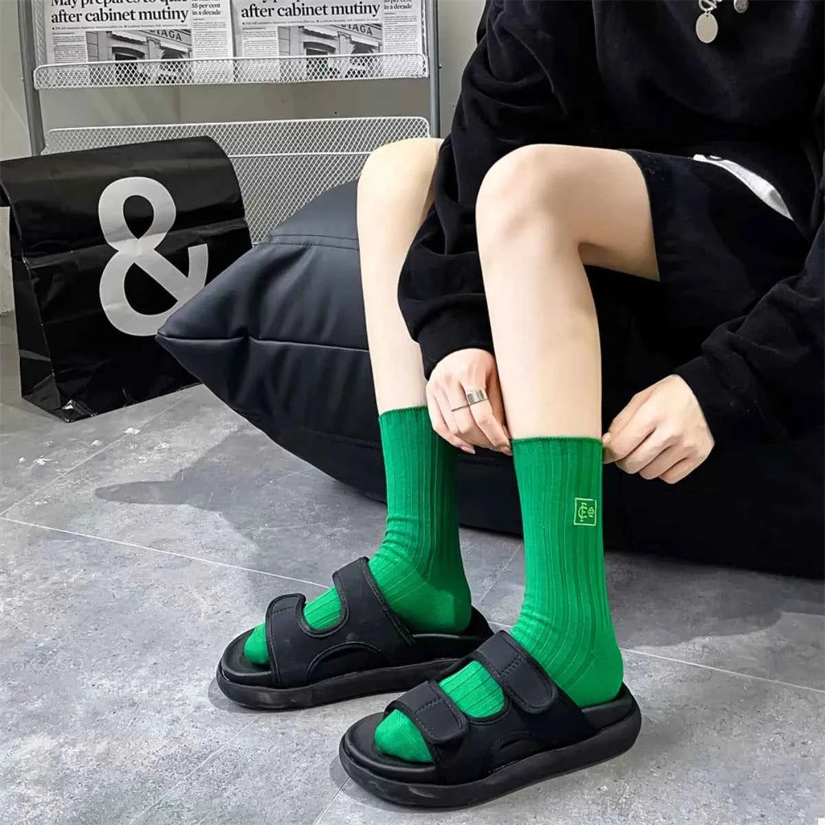 Breathable Ribbed Knit Crew Socks e8767e49-bd0e-4d03-a0fe-848b096a2bb3-Max-Origin
