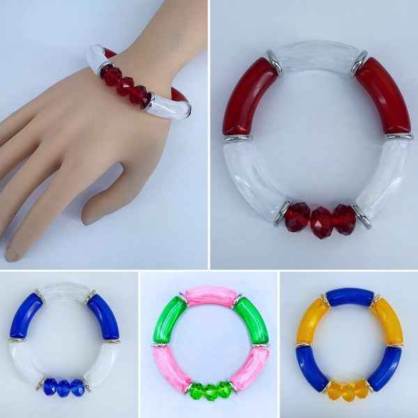 Two Tone Stretchy Bracelet With Beads e87965b5-02f4-47f8-b886-88efeba0f1c5