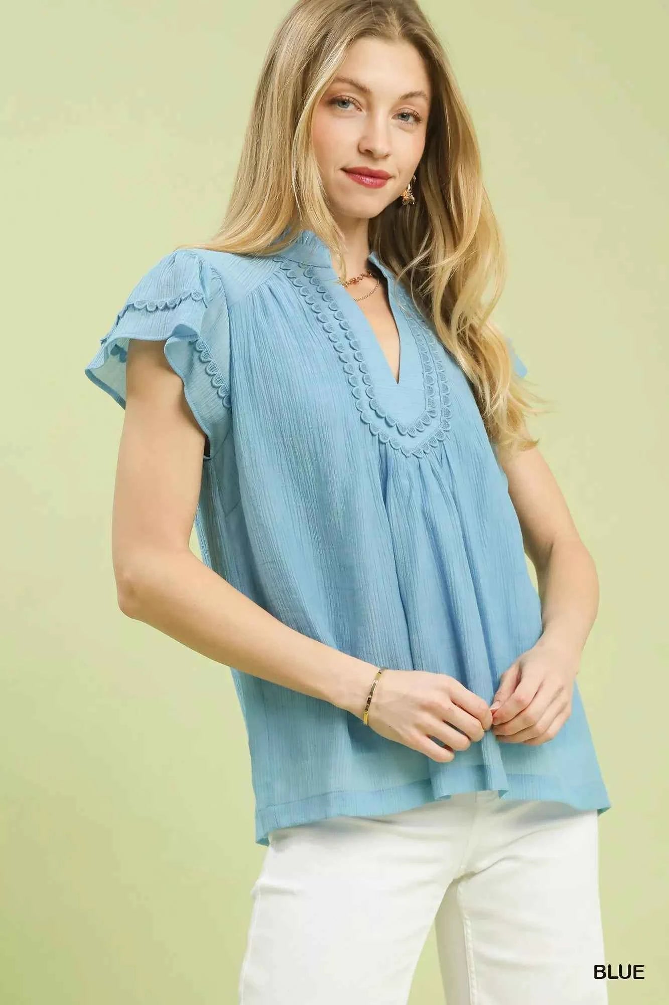Scalloped Trim Flutter Sleeve Top e87c7c84-0a32-46bd-bad5-523d5f002ee5-Max-Origin