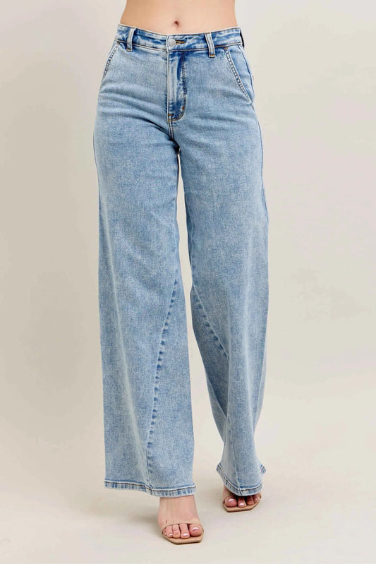 Judy Blue Full Size High Waist Wide Leg Jeans with Skewed Inseam Plus Size LT e87c8e8890584996beb9bd67a2a0e7f7-Max-Origin