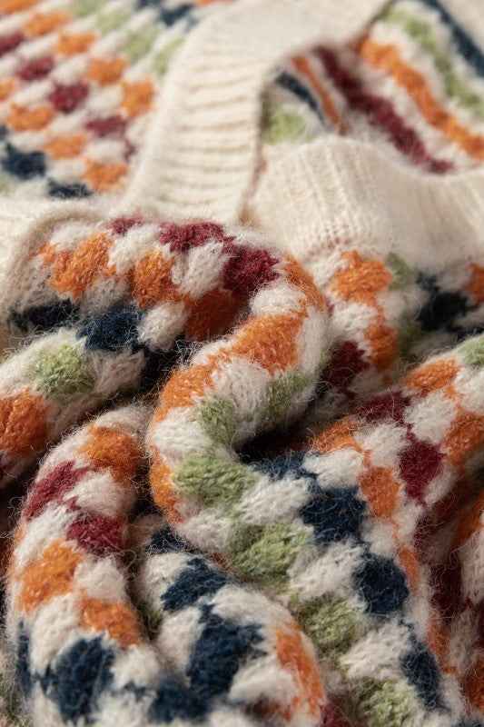 Seraxie Pattern Knit Front Sweater e88264ab-0cab-432a-aa40-8078a378be57