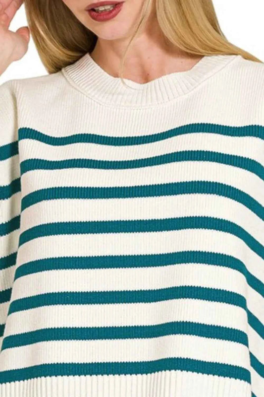 Zenana Oversized Crew Neck Stripe Sweater Vest e8947c44-01e7-4886-b3e6-3290804c2691-Max-Origin