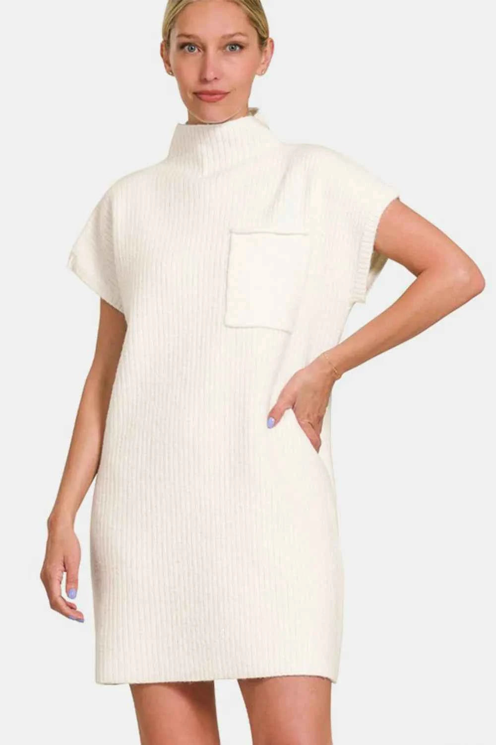 Zenana Short Sleeve Sweater Mini Dress e89d730f-e172-44e7-aaa5-74bf53ddaad8-Max