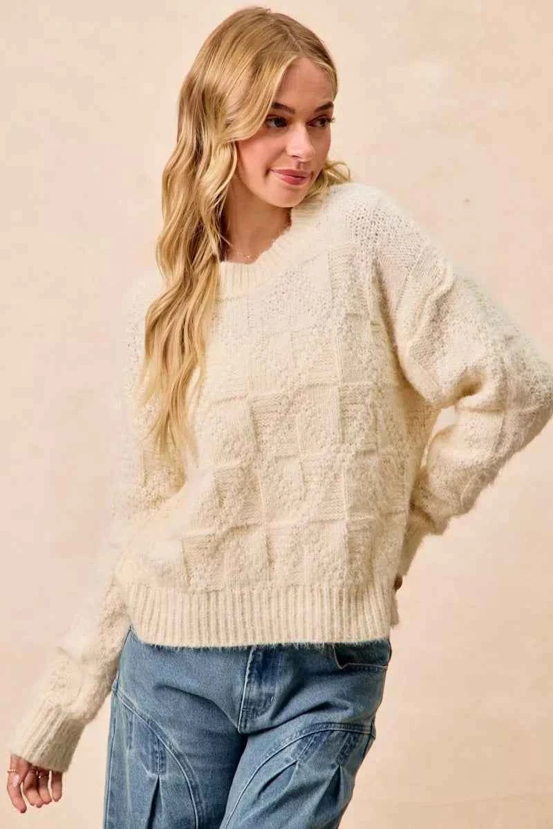 BiBi Checker Board Drop Shoulder Sweater e8b1b062d9f54c0987e06af8fe587ed2-Max-Origin