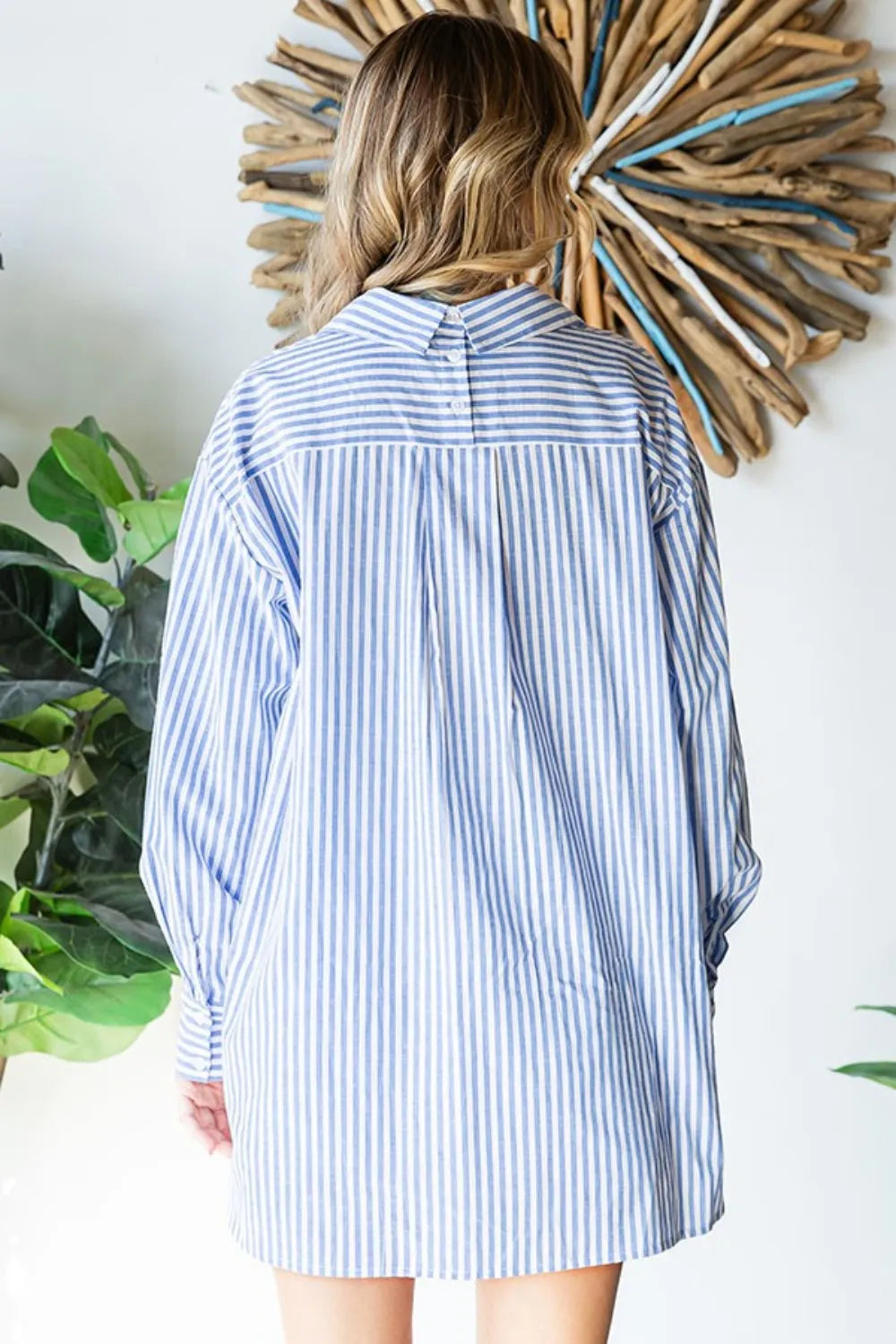 Striped Button Down High-Low Hem Shirt e8b64845-03a1-4c95-8427-67c244e5702e-Max