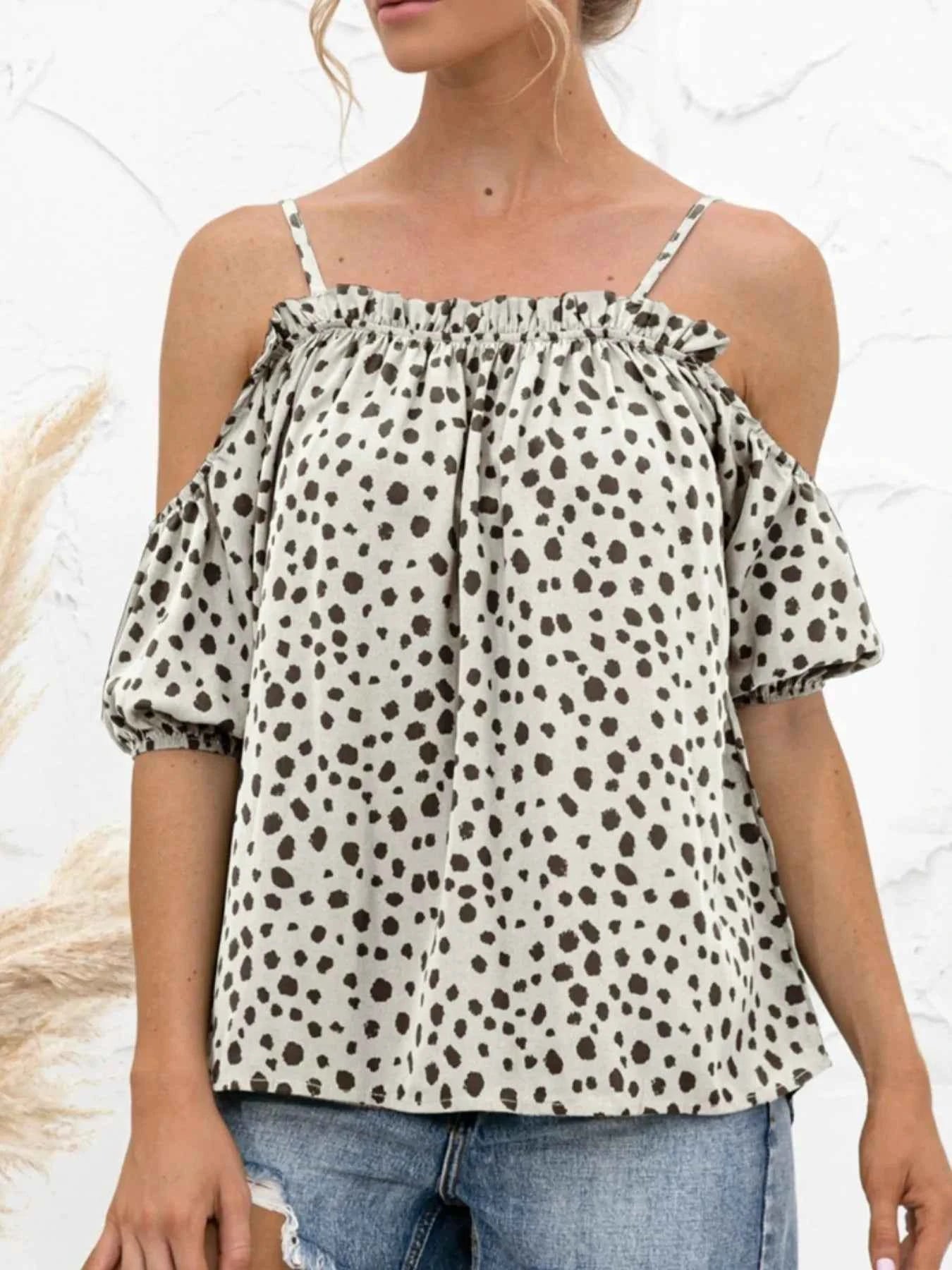 Puff Sleeve Polka Dot Ruffle Cami Top e8c23bf6-602d-4683-9d4e-0ac1ff87e44b-Max-Origin