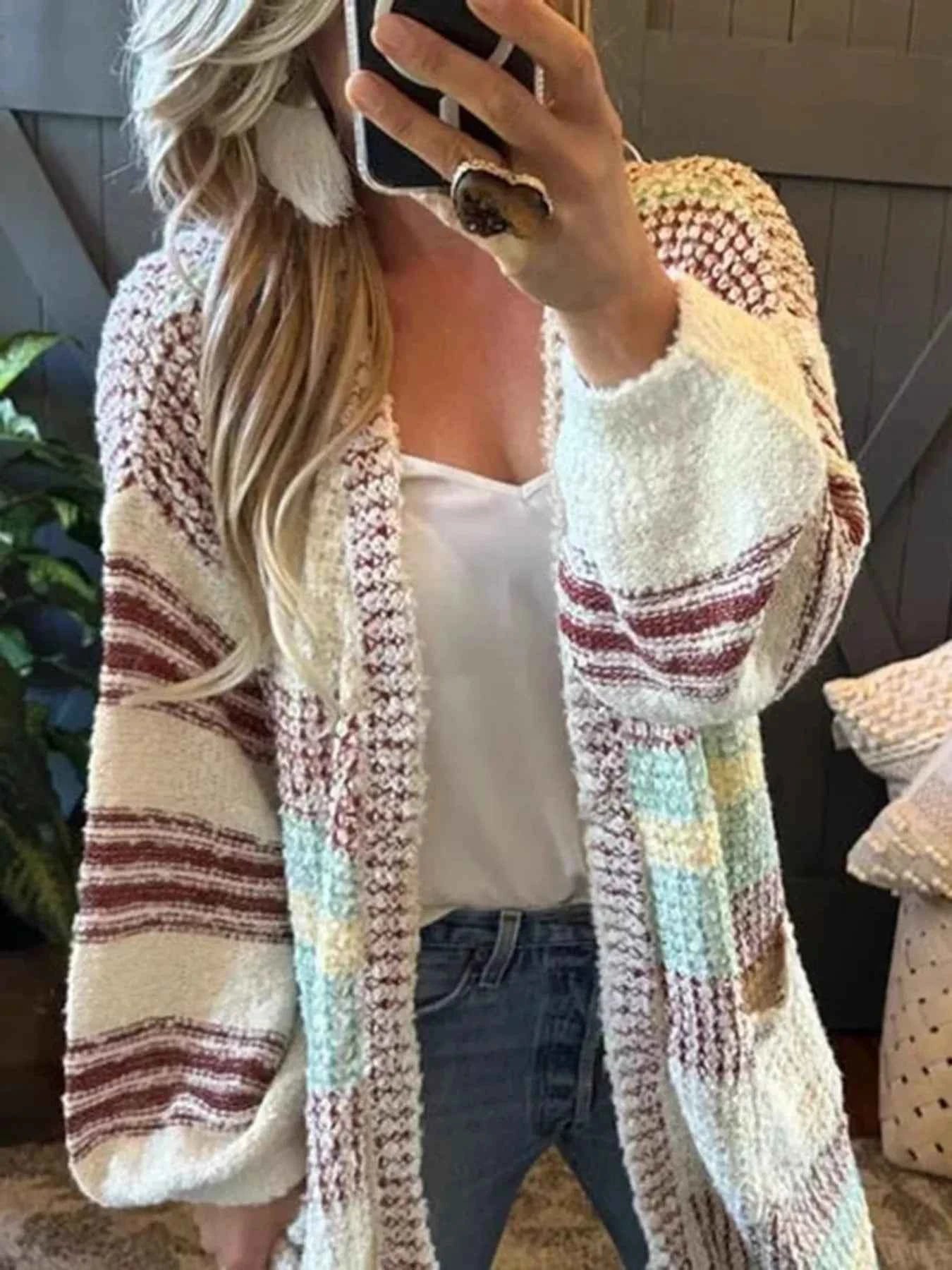 Striped Open Front Longline Cardigan e8c57196-5bd1-4e94-b060-19cffd7ebeae-Max-Origin