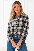 Plaid Chest Pocket Long Sleeve Buttoned Shirt Black e8c5fc26-6b6c-48dd-856a-6c5ec3aa5bdf