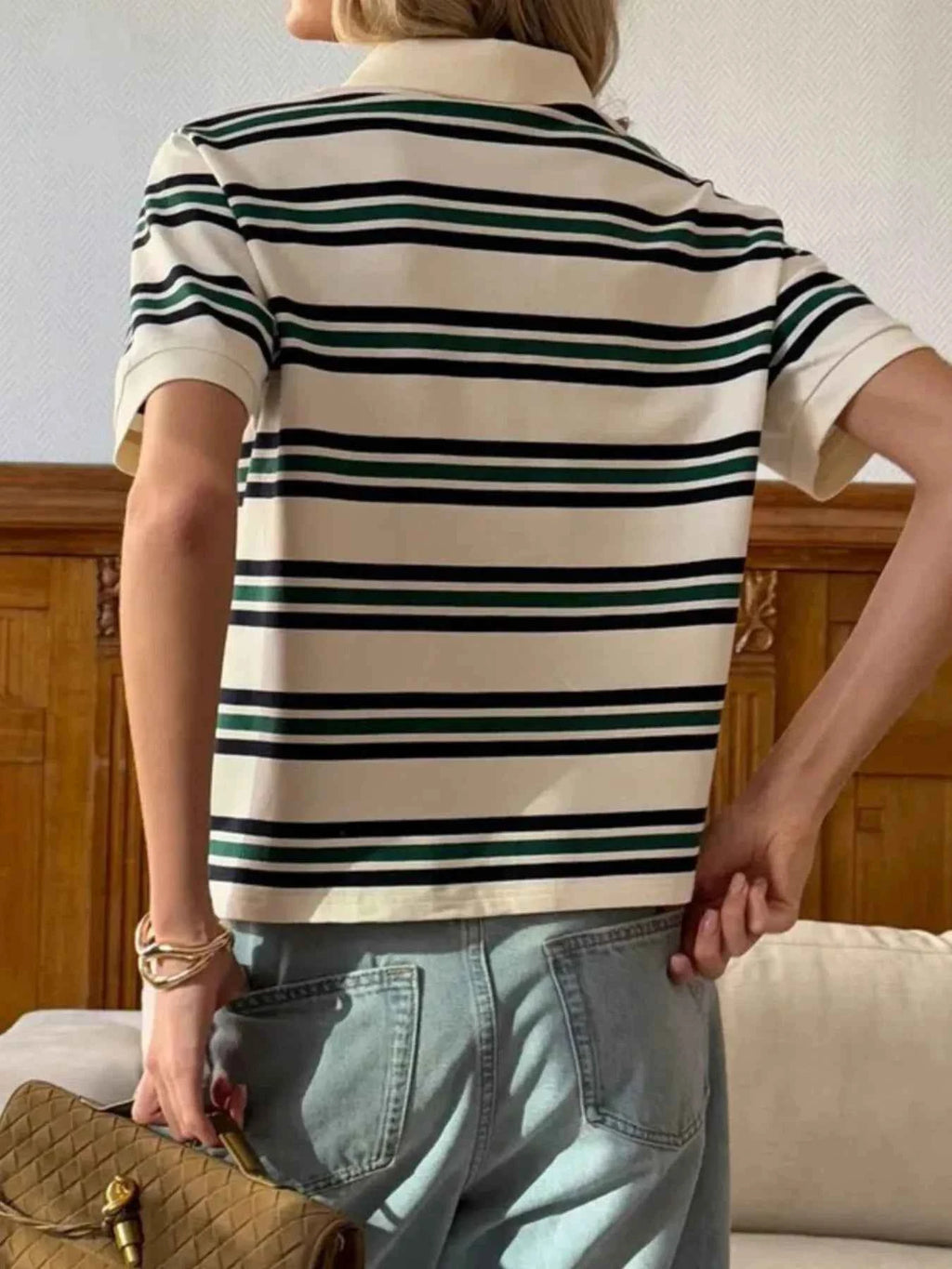 Striped Polo T-Shirt with Contrast Collar e8d9cd52-6712-4767-8eb0-7e907635665a-Max-Origin