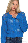 Zenana Button Down Lightweight Crochet Cardigan Sweater OCEAN BLUE e8e13f0e7471487588502284b74585e6-Max-Origin