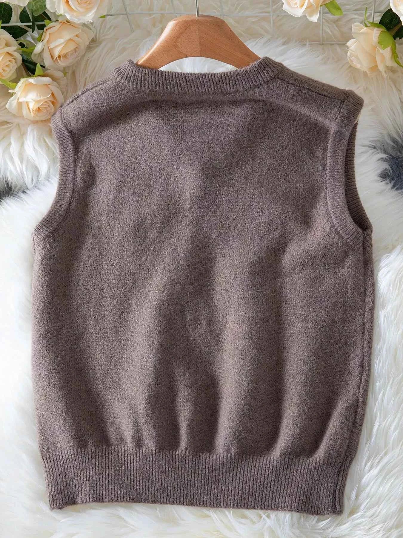 Ribbed Hem V-Neck Sweater Vest e8e6be0bb61f42c9ba34d7a935b3808f-Max-Origin