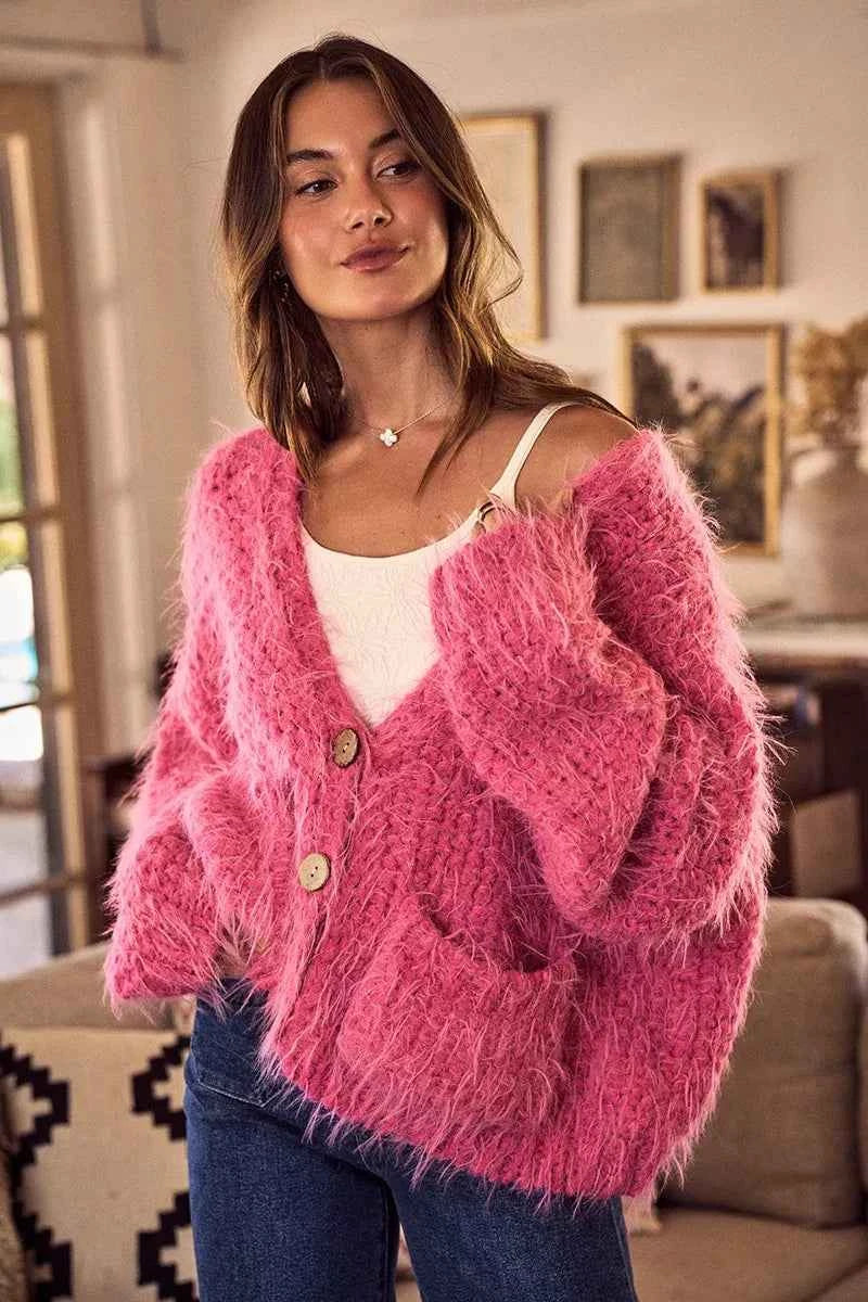 SO ME Soft Touch Hairy Loose Fit Cozy Sweater Cardigan e8e7e7b458bf4b84a00f4b0f93289c88-Max-Origin