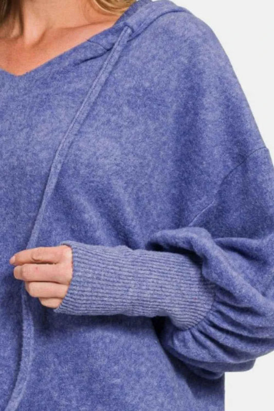 Brushed Hacci Drop Shoulder Cropped Hoodie e8f07258-1c3e-4f33-911f-566a3ff9edc1-Max