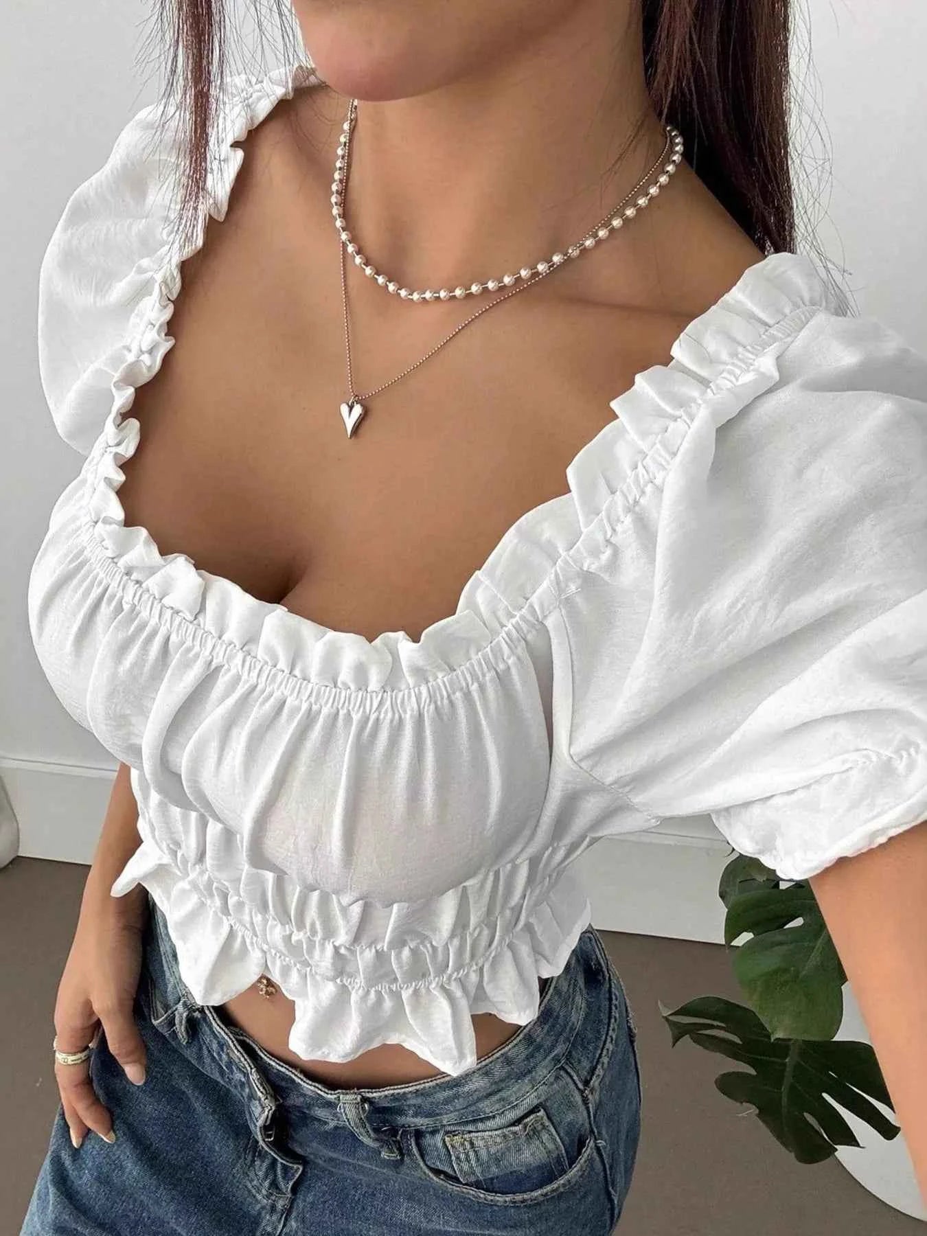 Frill Ruffled Hem Puff Sleeve Crop Blouse e8f40c1ab91843a8a9c0acd1ece909b4-Max-Origin
