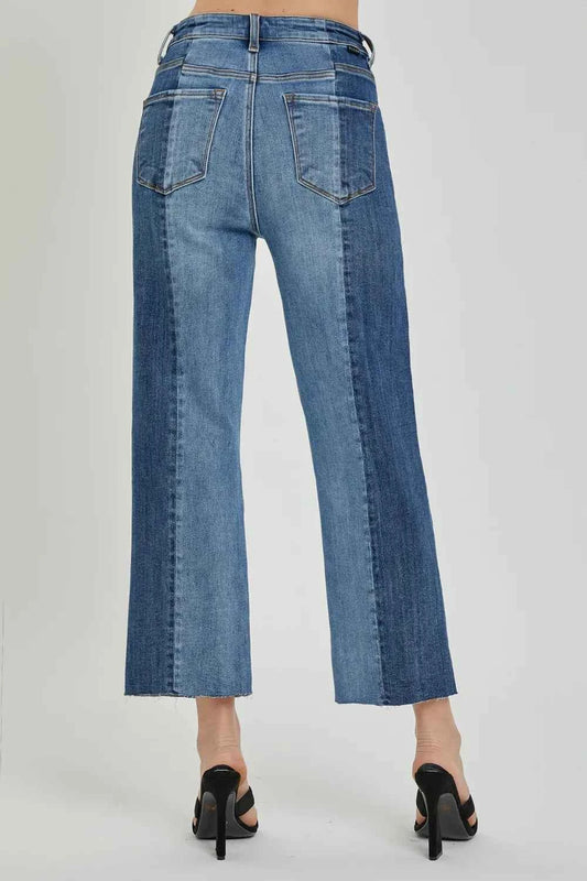 RISEN Full Size Mid-Rise Waist Two-Tones Jeans with Pockets e8f6365b-0592-42b0-b075-6eb20ee7a597-Max