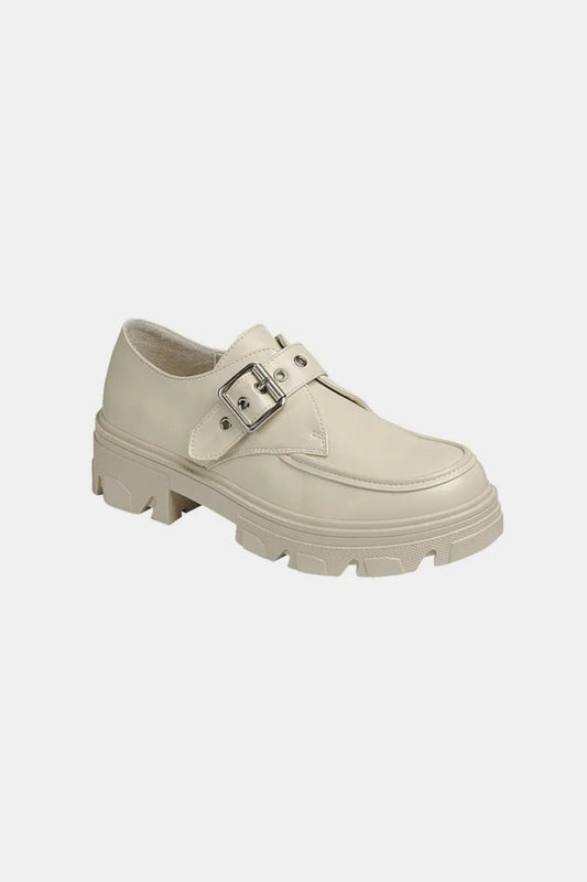 Forever Link Buckled Platform Lug Sole Loafers Bone e8f8688f-d85f-405d-bea4-e40a164a941d-Max
