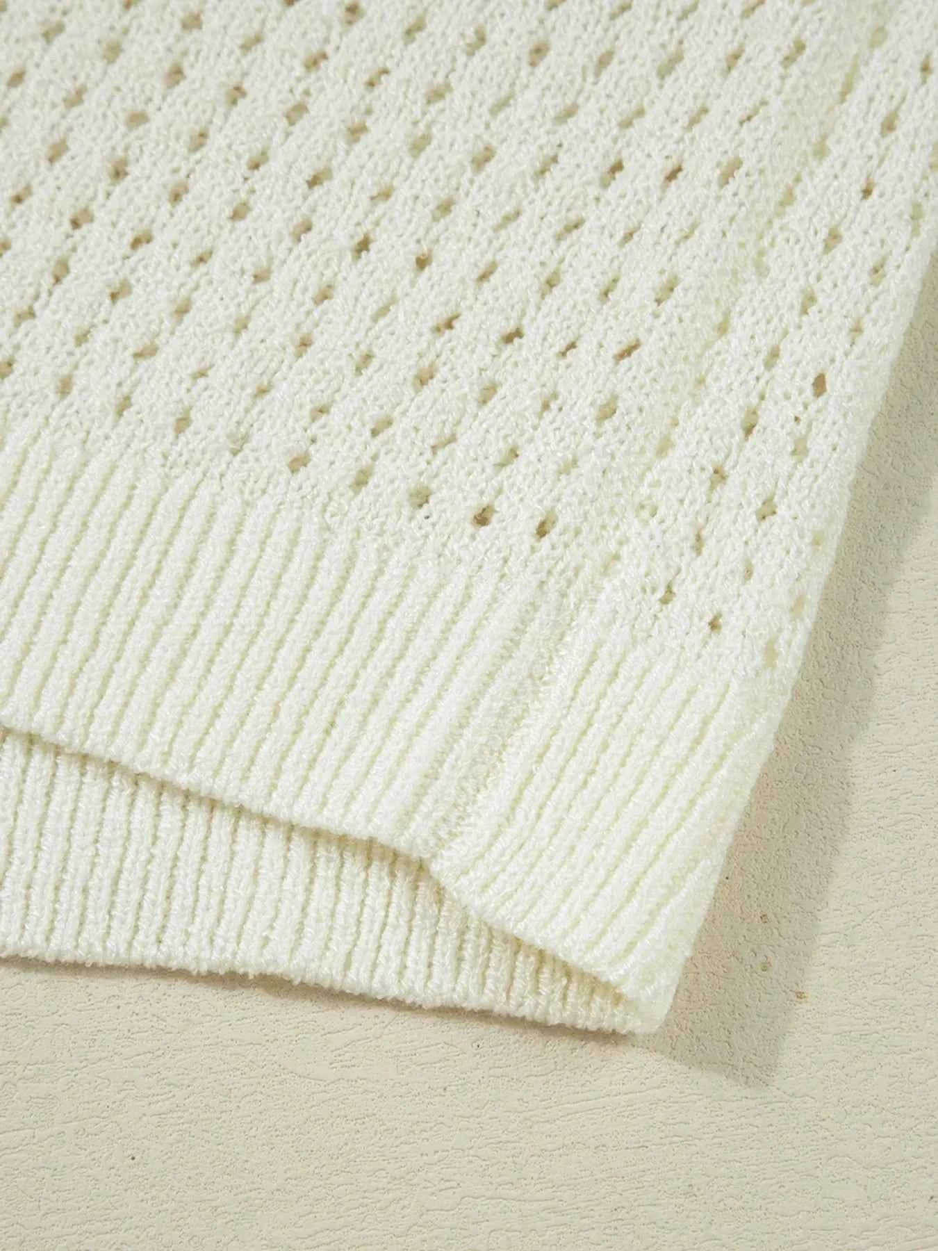 BEACH Hollow Out Knitted Lightweight Dolman Sweater