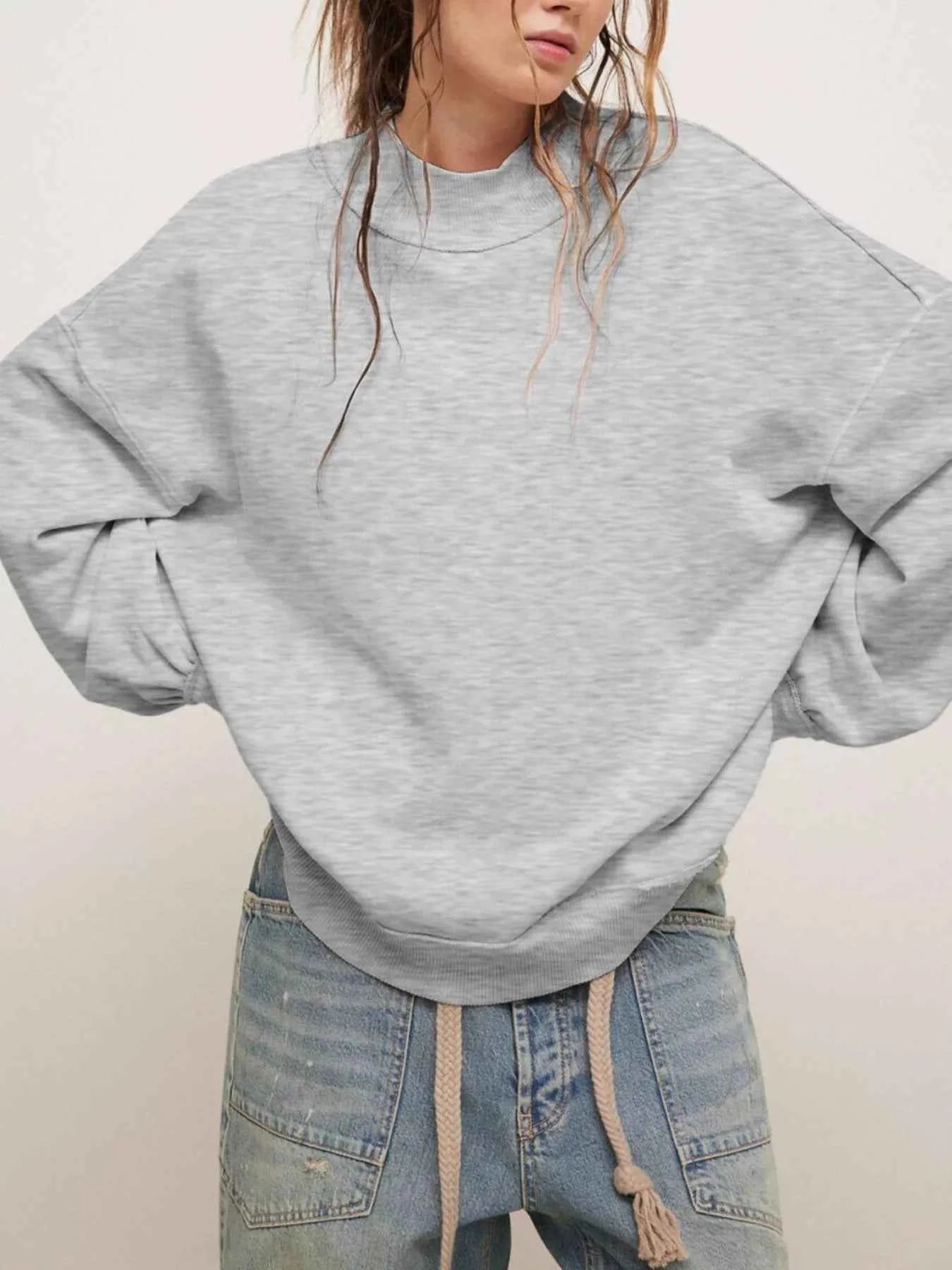 Relaxed Fit Dropped Shoulder Sweatshirt Gray e90371c5-eb7e-419b-bf5b-3204293ead8a-Max-Origin