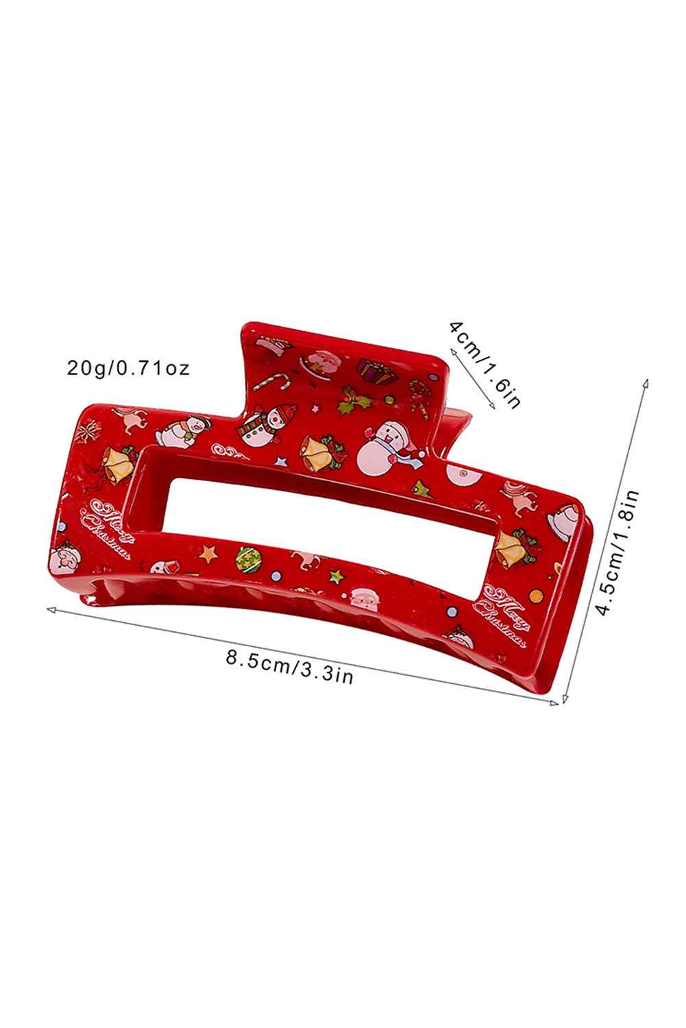 Racing Red Cartoon Christmas Pattern Print Hollow Out Hair Claw Clip e905de05bab94734