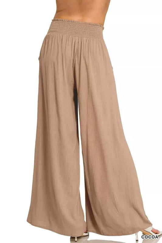 Zenana Smocked Waistband Wide Leg Lounge Pants e910b878fabb4233b241527306d780bc-Max-Origin