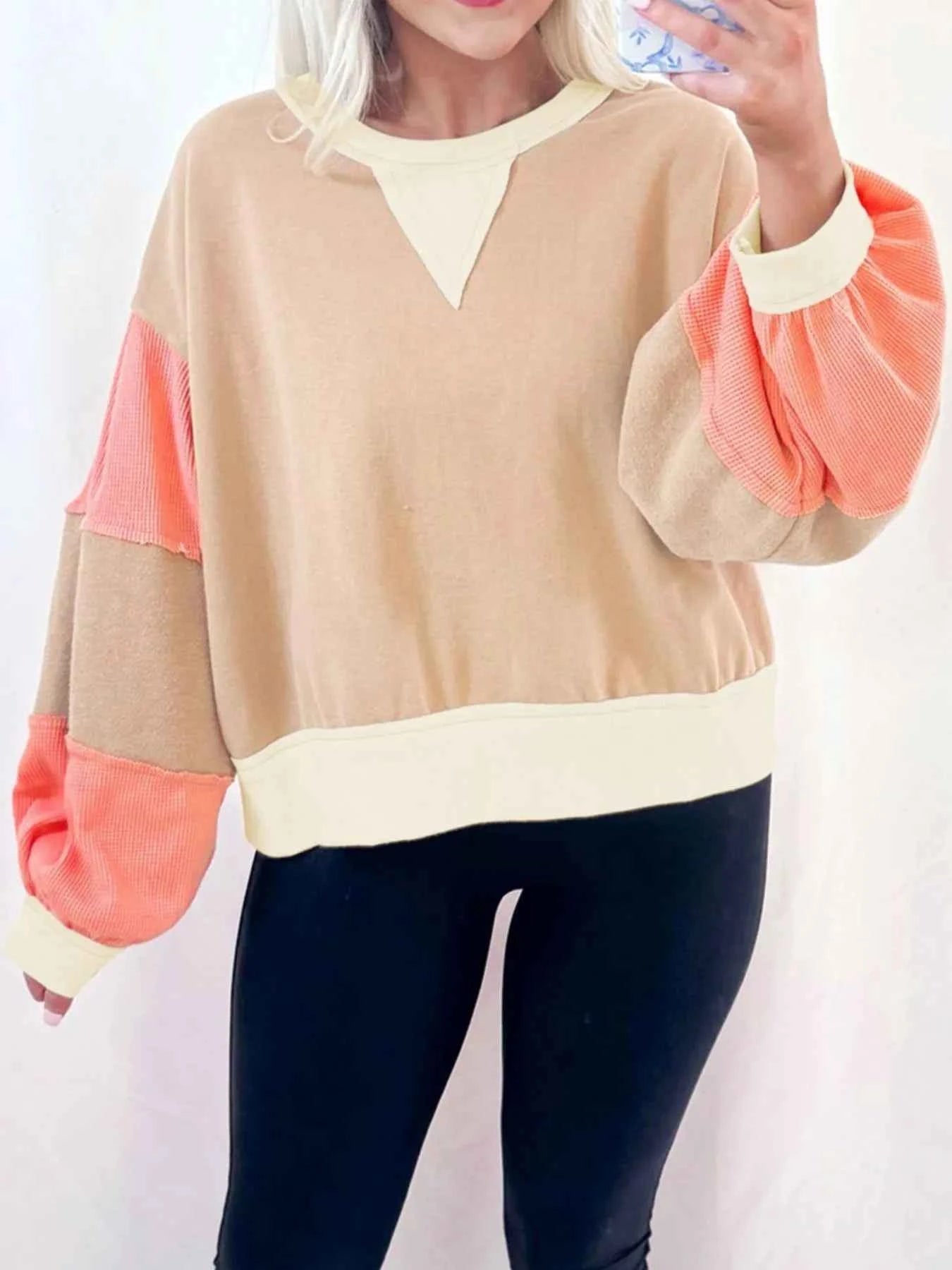 Color Block Long Sleeve Sweatshirt e9134562-ba86-4386-b13d-1b1bfe8a12cc-Max-Origin