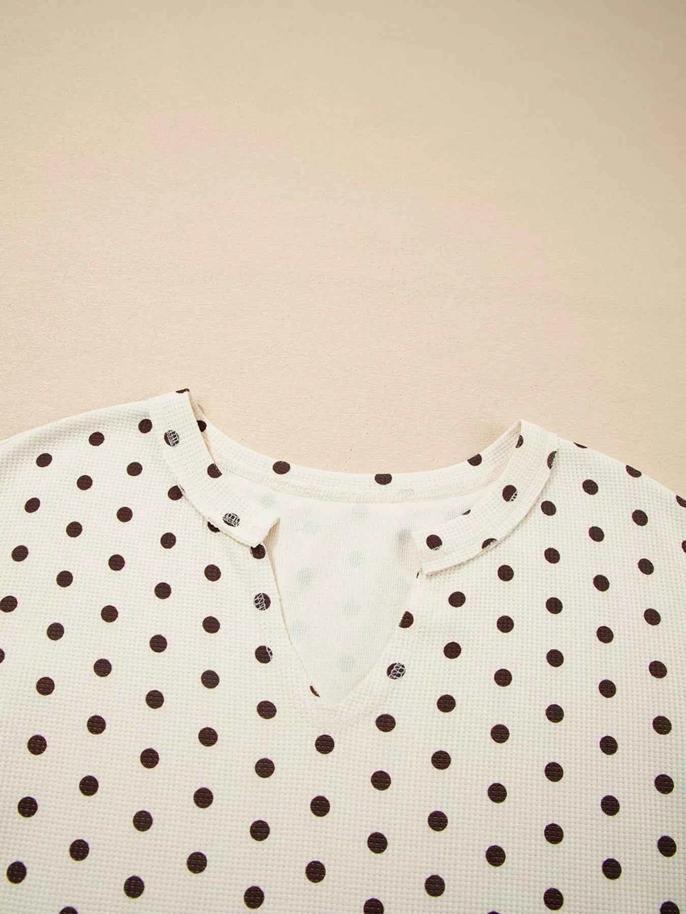 Polka Dot Notched Long Sleeve Top and Drawstring Joggers Lounge Set e93482fde6604f21b8b87bb3fd7afa89-Max-Origin
