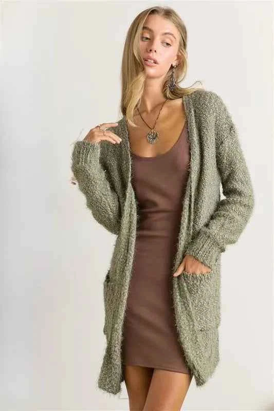 ADORA Comfy Fuzzy Sweater Cardigan NEW OLIVE e9380348c8184ab3b1d6af099657021d-Max-Origin